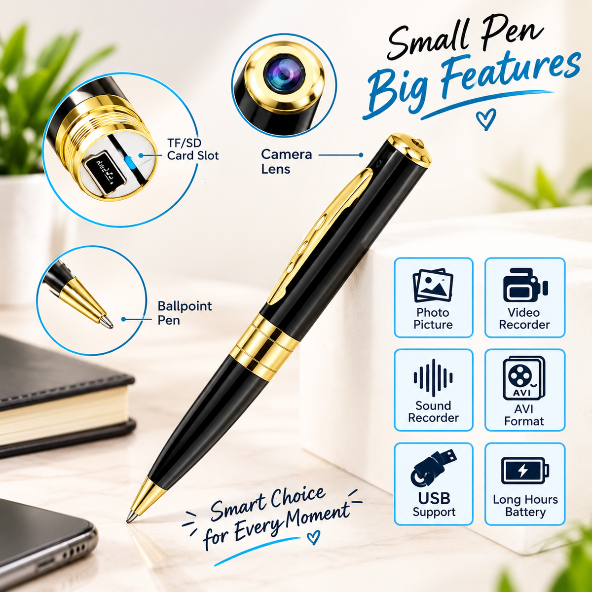 Electric Recording Camera Pen 1080 Mp
